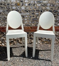 2 x KARTELL Victoria Ghost Chairs designed by Philippe Starck - White