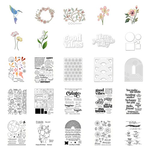 Flower sentiments cutting dies - sentiments,