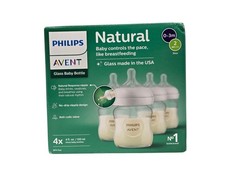 Philips Avent Natural Glass Baby Bottles+Natural Response Nipples 4oz 4Pk OB