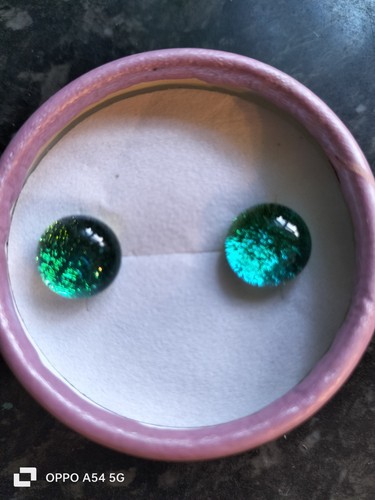 Dichroic glass studs handmade - glass,