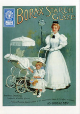 Pram baby girl nanny Borax starch Victorian advert on Mumbles postcard