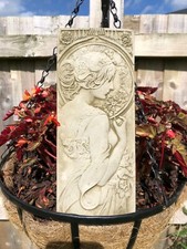 Reconstituted Stone Art Deco Lady Plaque Statue | Vintage Finish Garden Ornament