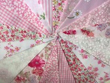 Handmade Fabric Bunting Pink Pastel design 3 lengths Vintage Shabby Chic