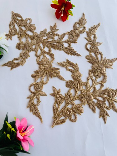 Pair handmade gold zardozi - 1,