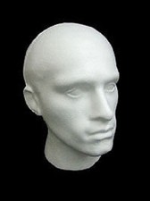 Male White Polystyrene Mannequin Wig Hat Fashion Display Head Shopfittings 