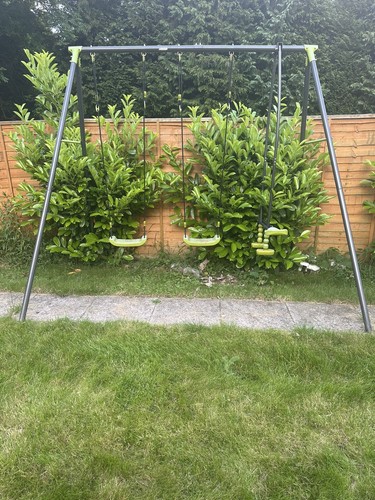 Outdoor metal double swing set - outdoor,