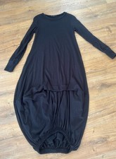 Zara Poplin Balloon Cocoon Black Dress Size S Tulip Lagenlook Cotton Mix Quirky