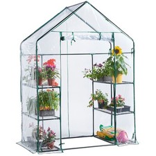 VonHaus Walk In Greenhouse – with 6 Shelves and Weatherproof PVC Plastic Cover