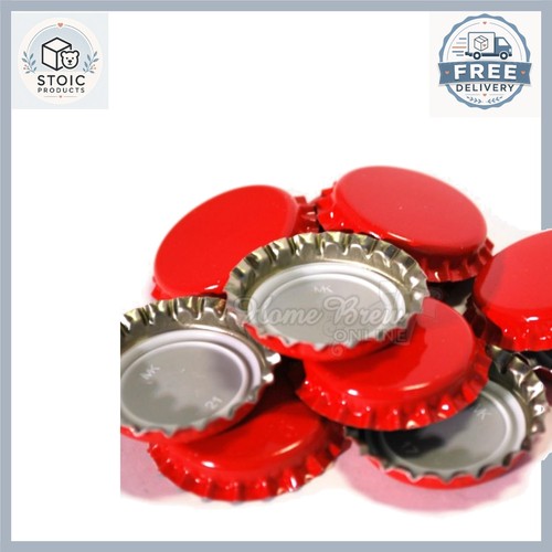Metal bottle caps 26mm red - metal, 100