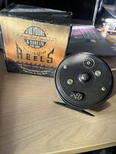 Vintage JW Young, Landex, Free Spool, Salmon Spinning Reel. Silk Line and Box.