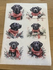 Rice Paper for Decoupage Christmas BLACK LABRADORS 6 Different Images A4