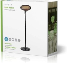 Nedis Electric Patio Heater & Mounting Pole. Freestanding 2000w Black HTPA120EBK