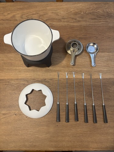 Cast iron enamel fondue set - cast,