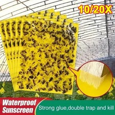 20Pcs Yellow Sticky Fly Trap Paper Fruit Flies Insect Aphids Glue Catcher Bug