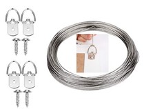 Picture Hanging Kit Heavy Duty D Rings + Screws & Steel Wire for Canvas Hanger !