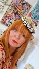 Leopard button cocktail hat