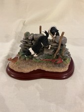 Border Fine Arts Scene “Split Decision” A4072 Collie Dogs, Pheasant & Rabbit VGC