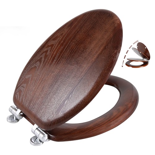 Elongated wood toilet seat - toilet,
