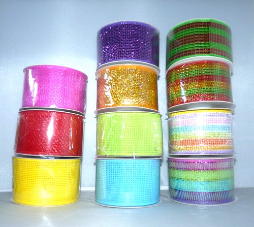Assorted deco mesh ribbon - 1m,