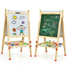 Kids Art Easel w/Paper Roll Double-Sided Adjustable Drawing Easel Board