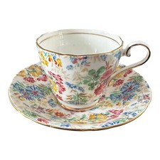 Vintage Aynsley Bone China Chintz Tea Cup And Saucer Like Shelley Floral
