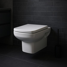 Modern Space Saving Wall Hung Toilet WC Pan White - Soft Close Seat COSY