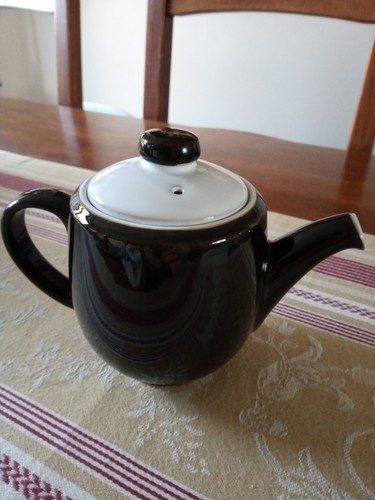 Denby jet black small teapot - denby,