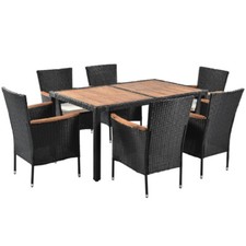 6 Seater Rattan Garden Furniture Set Dining Table Chair Set w/ Cushions Outdoor