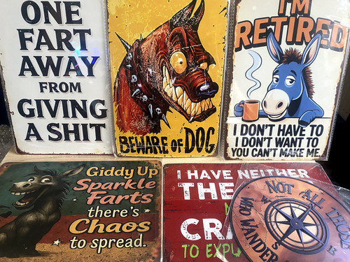 Metal tin wood wall signs - signs,