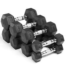 Hex Dumbbells Cast Iron Rubber Encased 5kg-50kg Gym Weights Set Pairs & Single