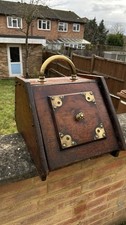 Antique Oak Coal Scuttle With