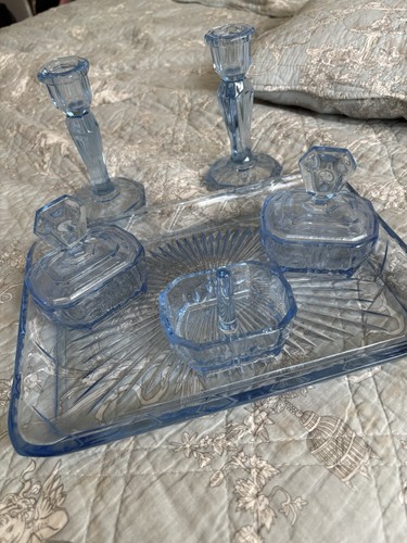 Vintage blue glass dressing - blue,