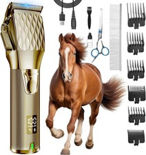 Horse Clippers, Cordless Trimmers Grooming Kit with 2500mAh Battery, Low Noise H