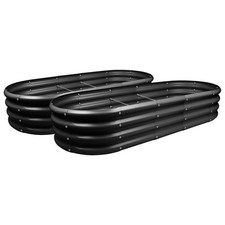 2x Galvanised Steel Raised Garden Beds Outdoor Flower Vegetable Planter Grow Box
