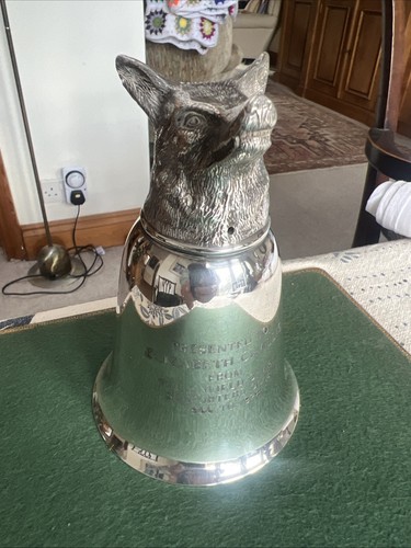 Large silver plate hunt - silver, fox