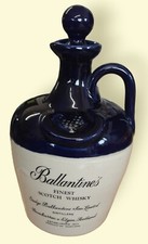 Ballantines finest scotch whisky ceramic decanter bottle flagon blue cork stop