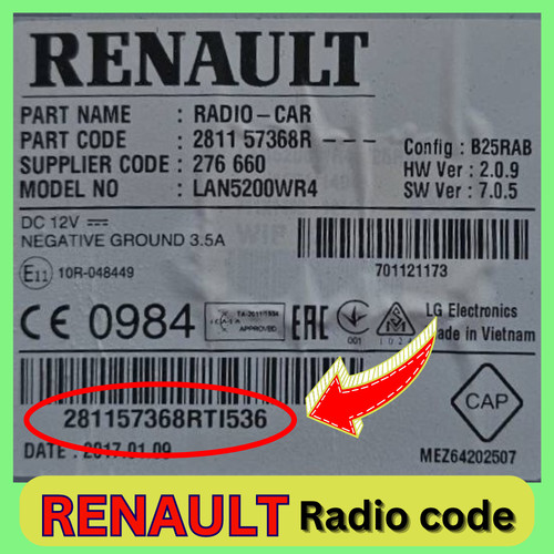 Unlock code for renault - for,