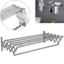 Wall Mounted UK Extendable Clothes Airer For Hanging Washing Rack Towel Laundry
