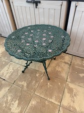 Vintage Heavy Cast Aluminium Green Garden Table 41” Diameter 28.5” High