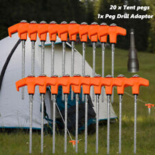20 Screw In Heavy Duty Stainless Steel Awning Pegs Hard Ground Rock Tent Pegs UK