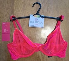 M&S B By Boutique - 32D Underwired Plunge Bra - Geranium Pink - BNWT