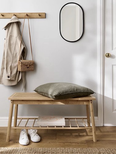 Natural wood hall bench - natural, w/