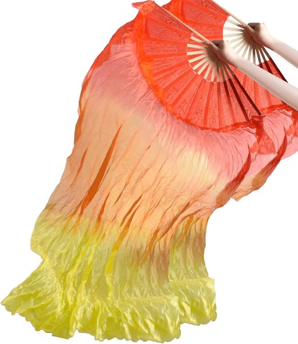 Pair silk belly dance fan - 1,