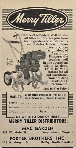 Merry garden tiller print - print, ad