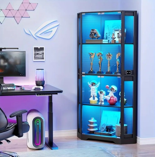 Corner glass display cabinet - glass,