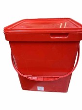1 X Food Buckets Red Plastic 3 Gallon with Lid & Handle Large 15 L