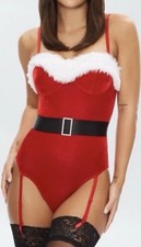 Ann Summers-SEXY SANTA VELVET BODY Size M12-14 -New Removable Suspenders RRP£28