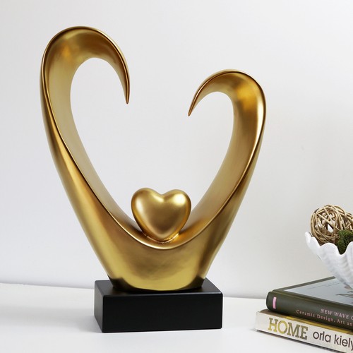 Gold abstract heart sculpture - gold,