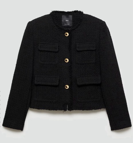 Mango black wool mix tweed - mango,