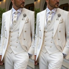 Formal Wedding Men's Suit 3Pcs White Business Office Tuxedo Party Jacket Vest
